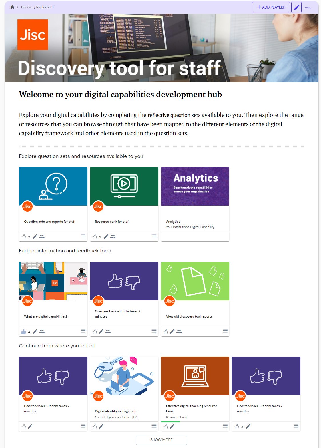 Image showing the new discovery tool landing page.